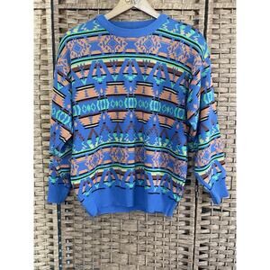 Vintage Poshboy ? Shetland Coogi Style Sweater Colorful Grandpa No Size Tag